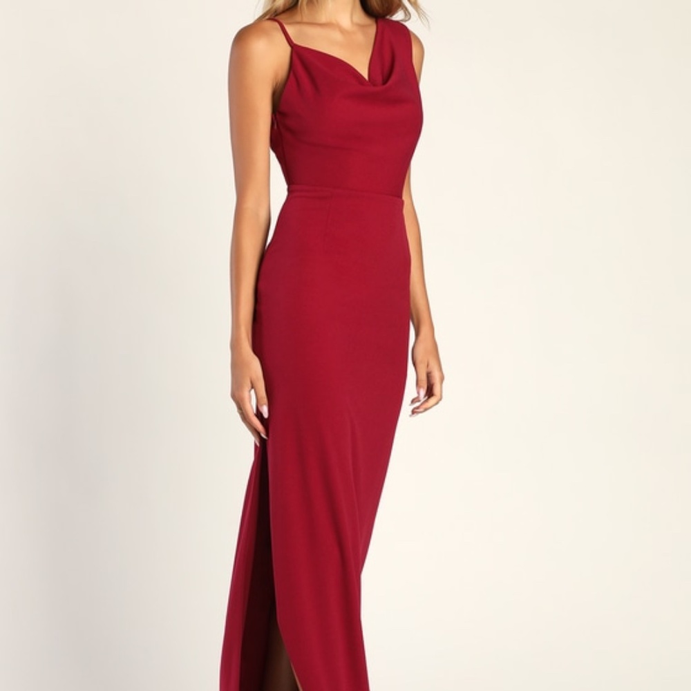 Lulus Modern Marvel Berry Pink Asymmetrical Cowl Maxi Dress - Size XL